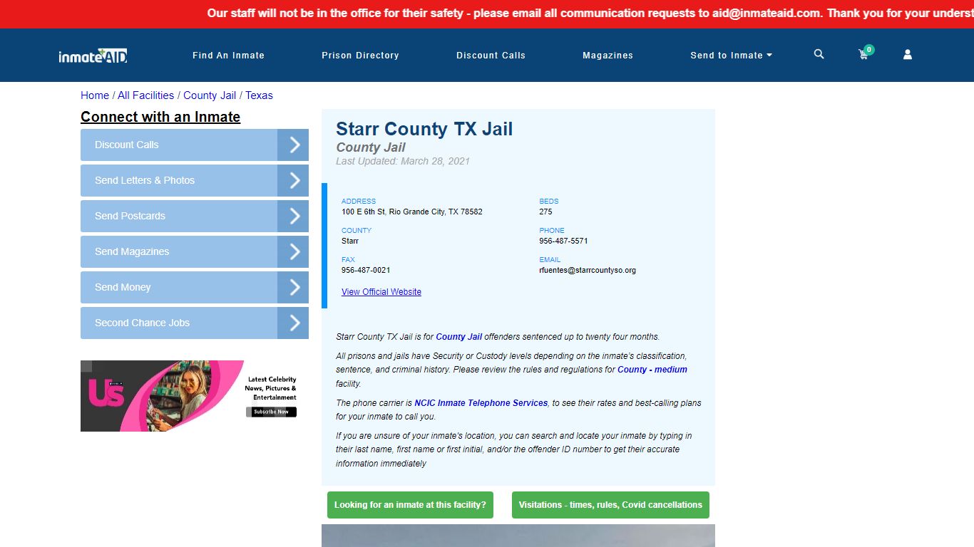 Starr County TX Jail - Inmate Locator - Rio Grande City, TX