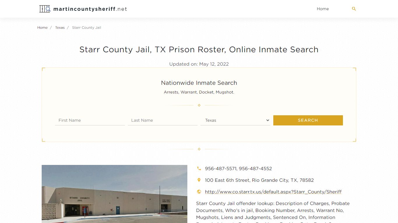 Starr County Jail, TX Prison Roster, Online Inmate Search ...