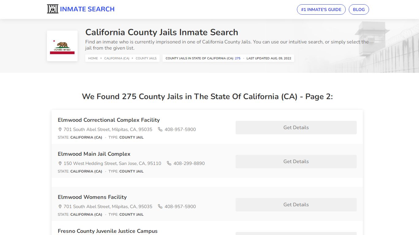 California County Jails Inmate Search